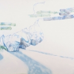 Elizabeth Blau, "Hydro-glacier 2", 48" x 60" , Watercolor pencil on canvas 2007 (Available)