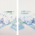 Elizabeth Blau, "Hydro-glacier 1 & 2", 48" x 60" , Watercolor pencil on canvas 2007 (Available)